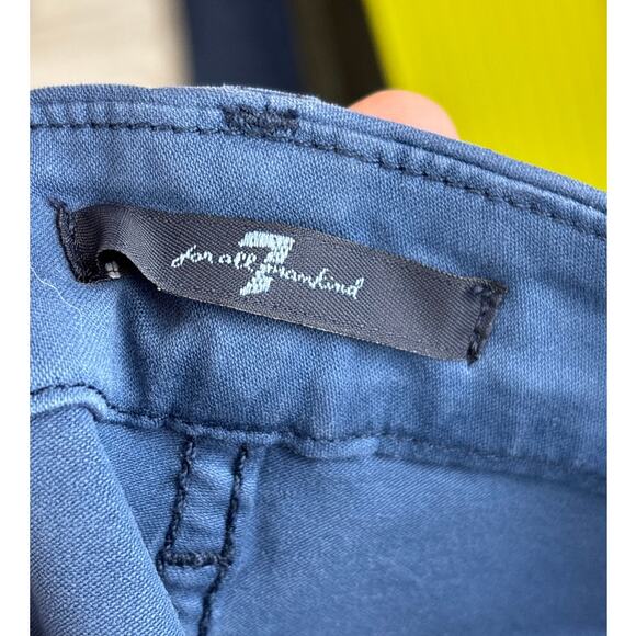 7 For All Mankind Women’s 25 Luxe Navy Blue Sateen mid Rise ankle Jeans - Picture 5 of 7